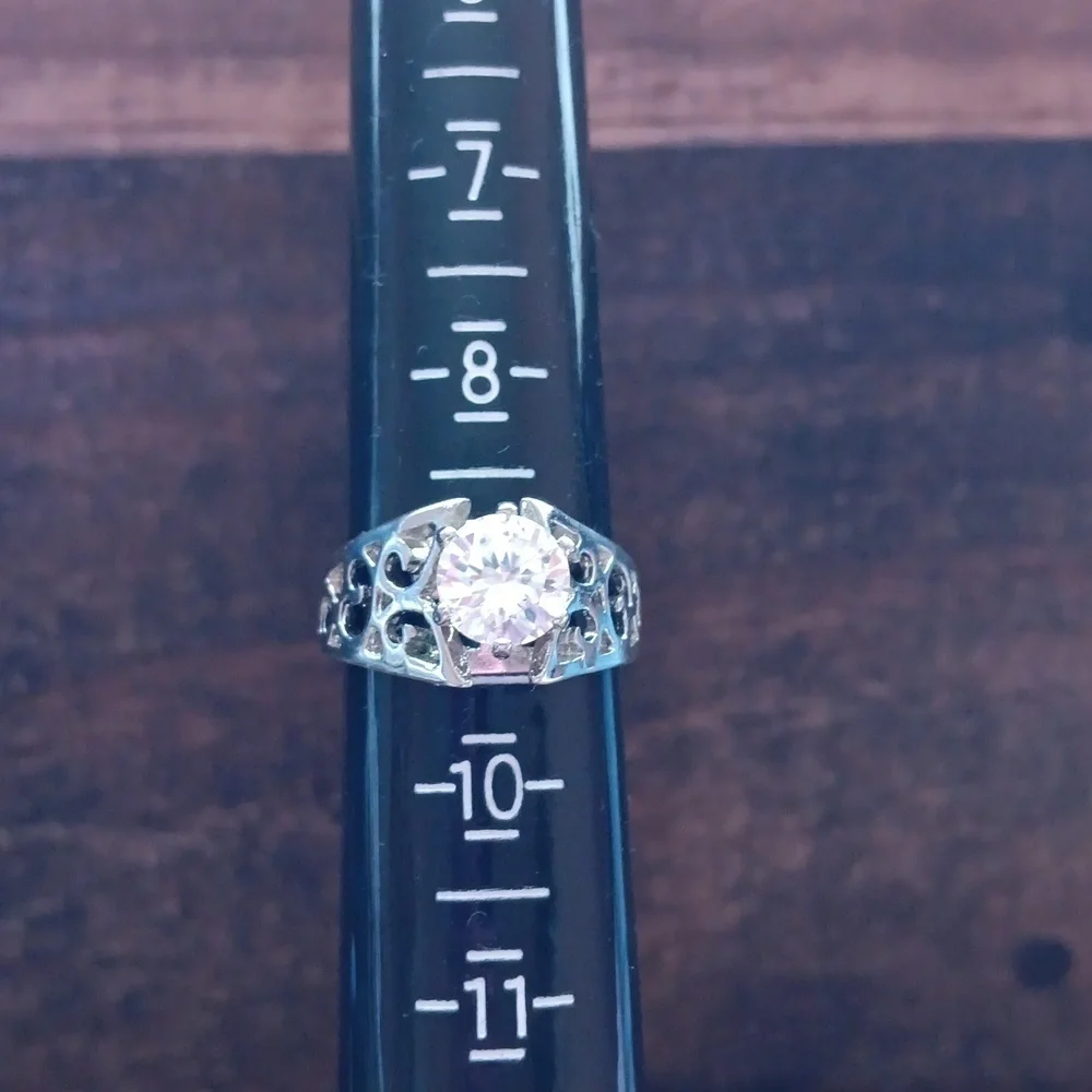 Silver Tone Cubic Zirconia Ring